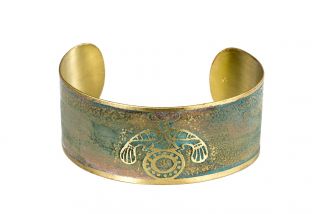 Brass bracelet miniature peacocks