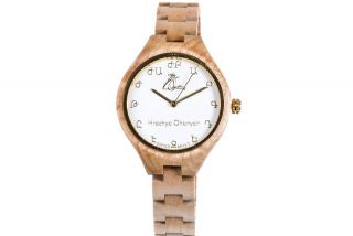 Women's wooden wrist watch-white