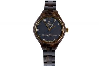 Women's wooden wrist watch- black