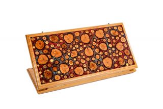 Backgammon with tree branch slices and epoxy two-sided classic