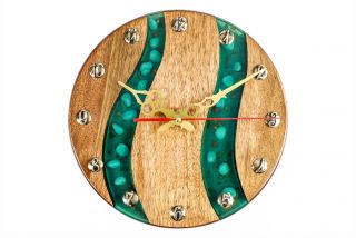 Clock with wood and epoxy resin