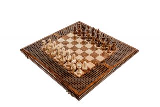 Chess-backgammon with an ornamental braid pattern classic
