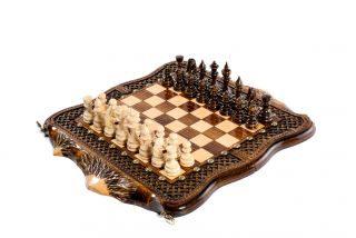 Шахматы-нарды с плетёнкой с авторским контуром Арарата