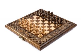 Chess-backgammon with an ornamental pattern classic