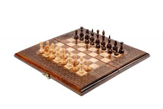 Шахматы-нарды Орнамент в сеточной плетёнке классические